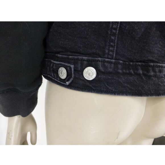 Levis' Black Denim Hybrid Hoodie Trucker Jacket - Picture 9 of 12